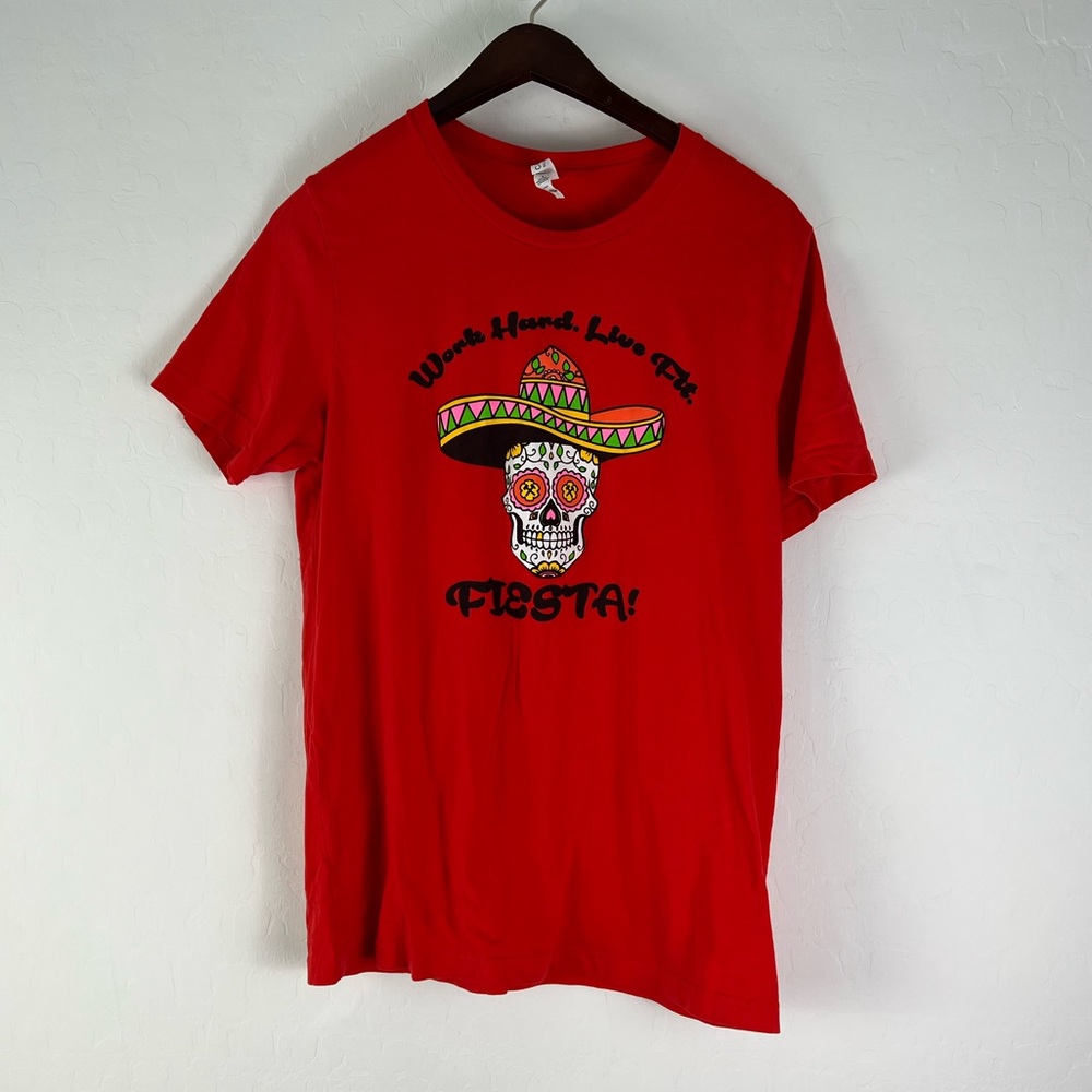 Bella Canvas Mexican Skull Fiesta Shirt Red Size Large